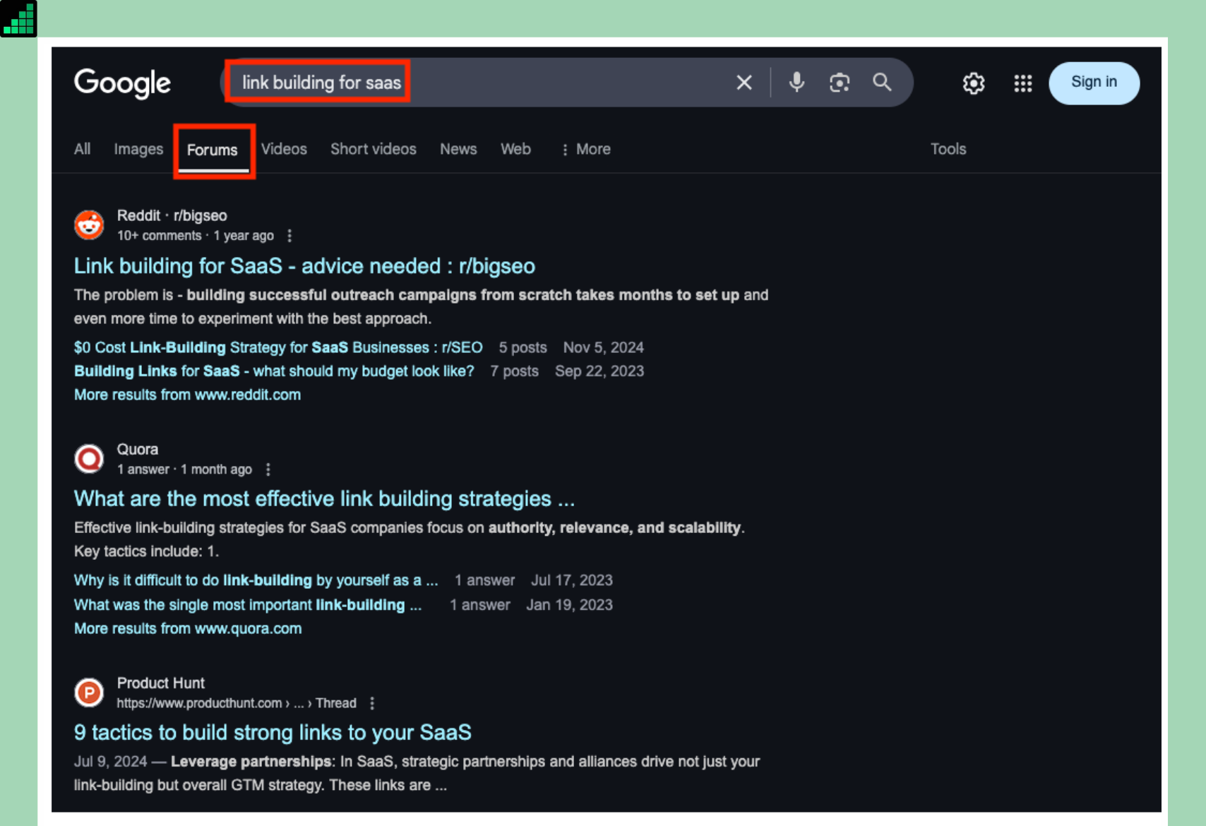 Google-search-result-link-building-for=saas