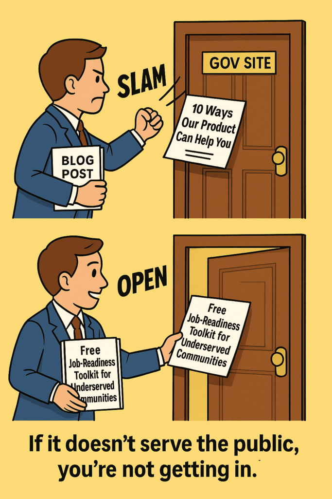 Here’s a cartoon that sums up the mindset shift it takes to actually land a .gov backlink.