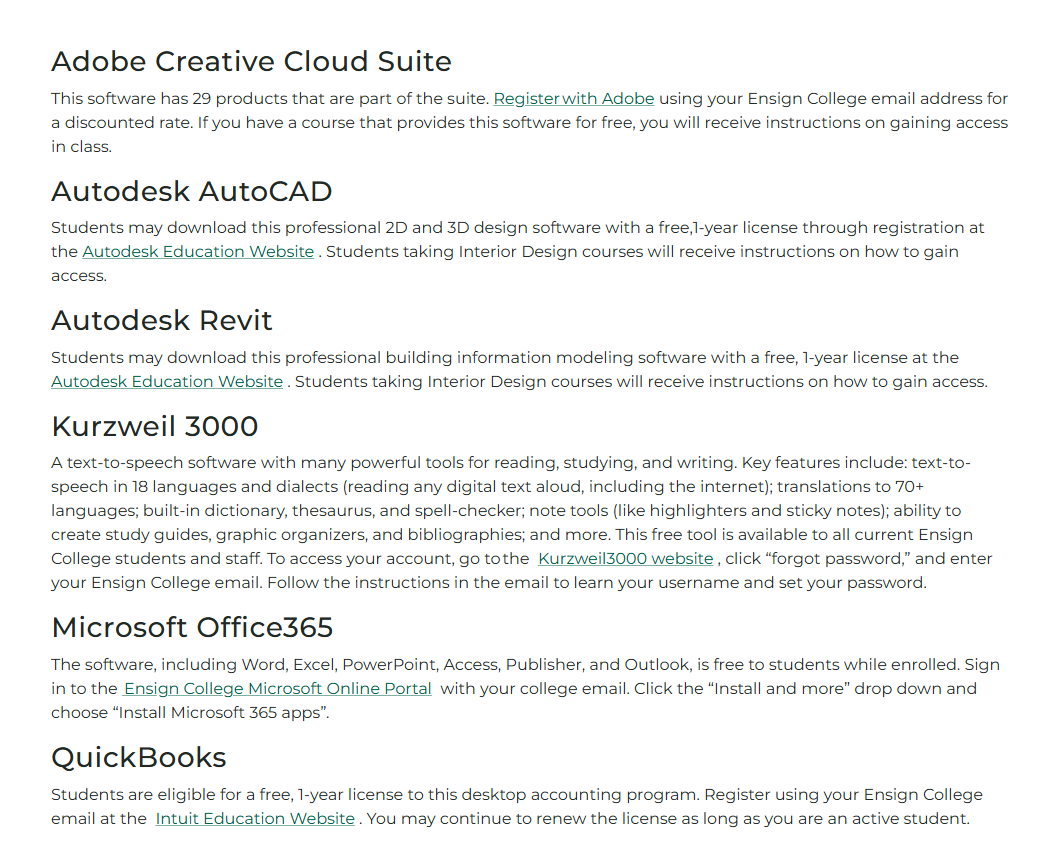 Free-Discounted-Student-Software-Ensign-College-Access-Info