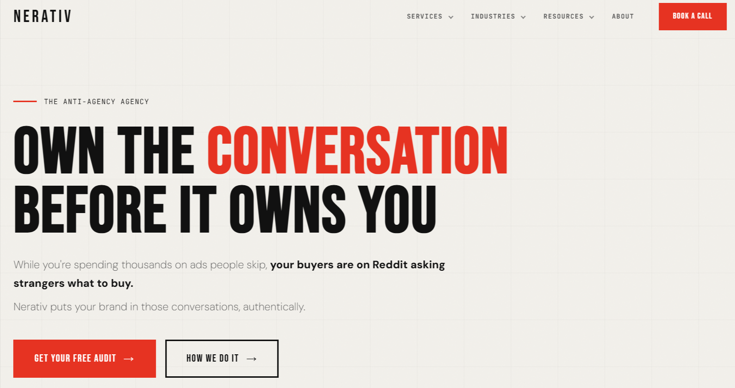Nerativ Home Page Screenshot